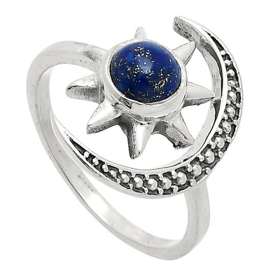Star Moon Adjustable Lapis Lazuli Ring size-7.5 R-1015 SDR245486