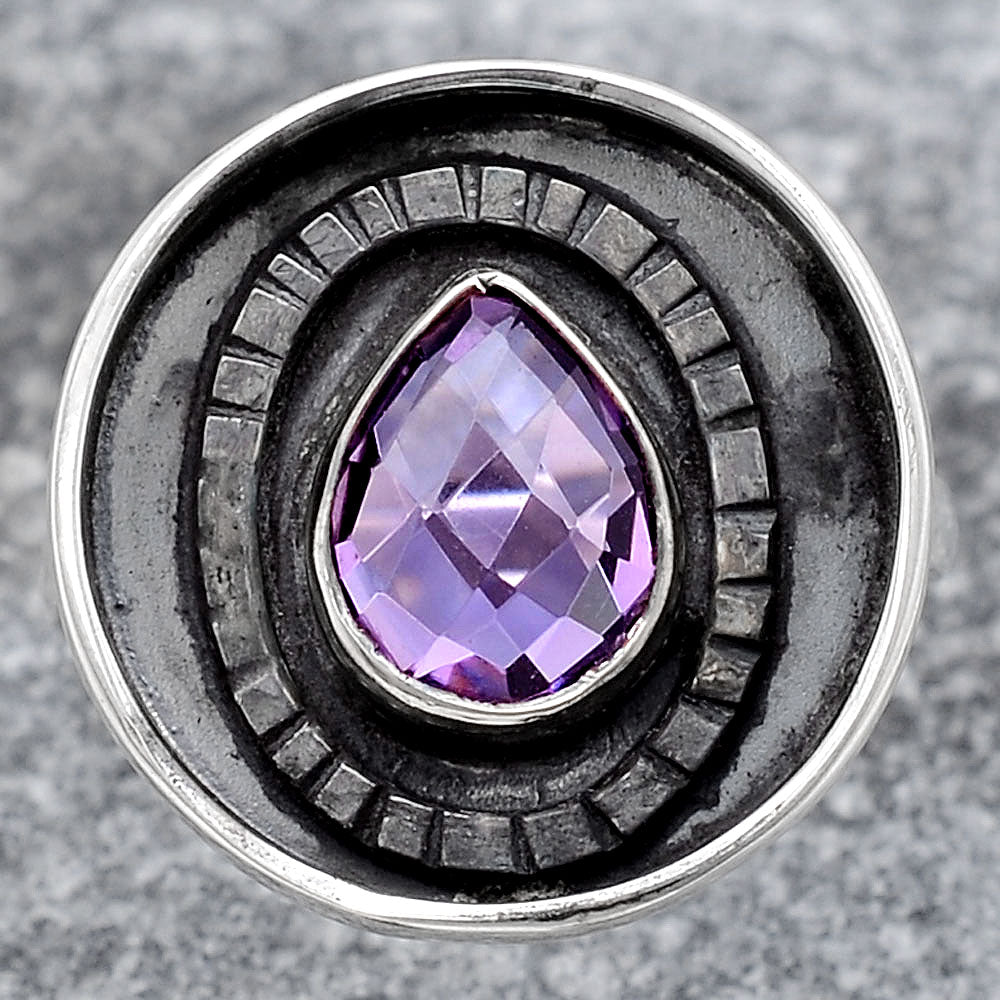 Faceted Natural Amethyst Ring size-8 R-1080 SDR245570
