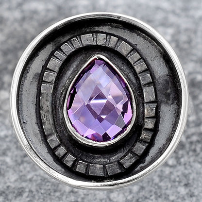 Faceted Natural Amethyst Ring size-8 R-1080 SDR245570