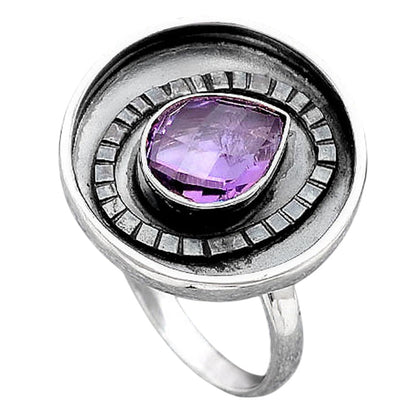 Faceted Natural Amethyst Ring size-8 R-1080 SDR245570