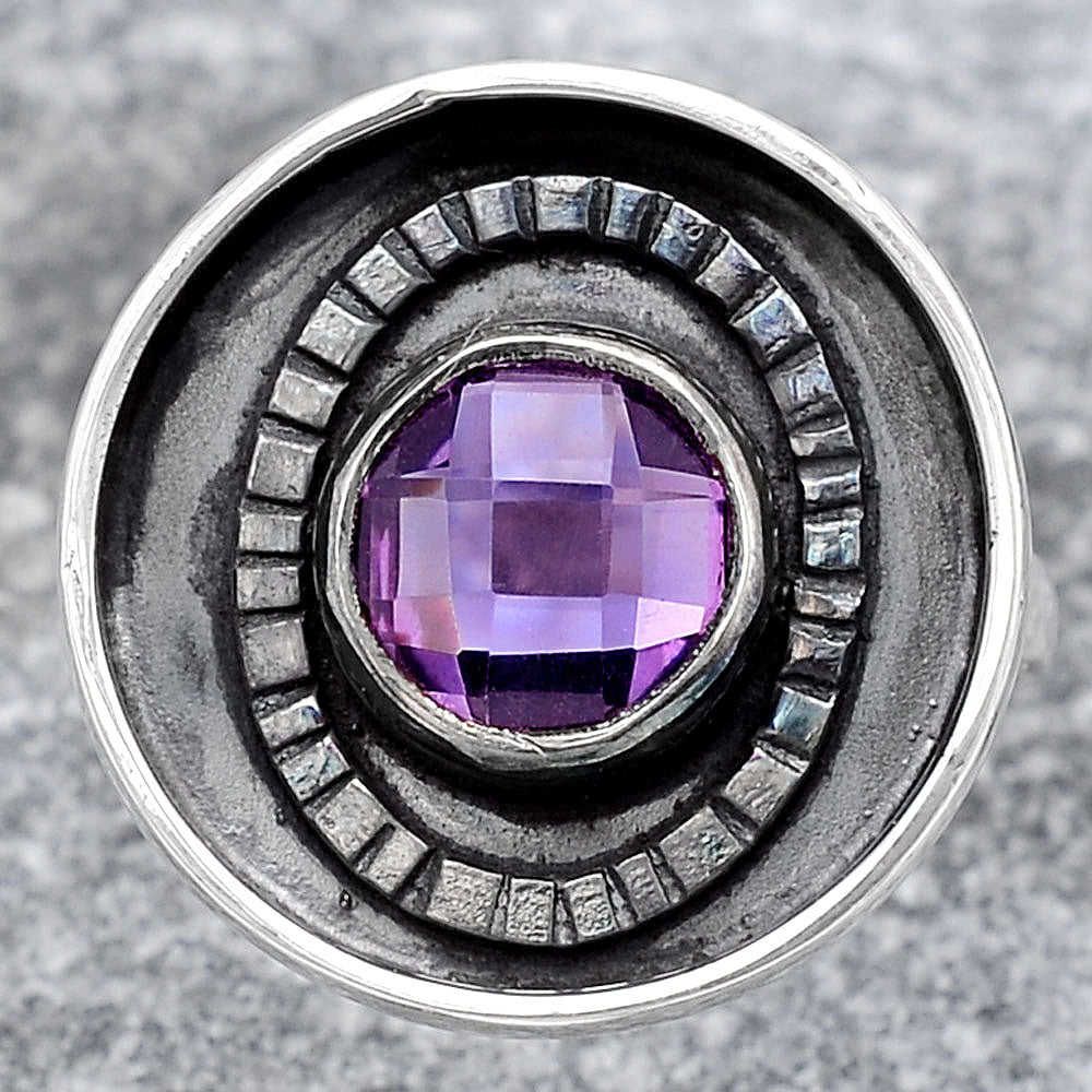 Faceted Natural Amethyst Ring size-8 R-1080 SDR245571