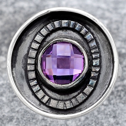 Faceted Natural Amethyst Ring size-8 R-1080 SDR245571