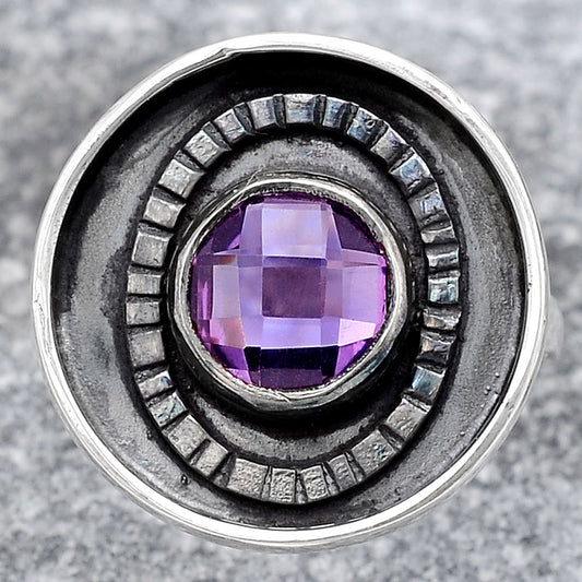 Faceted Natural Amethyst Ring size-8 R-1080 SDR245571