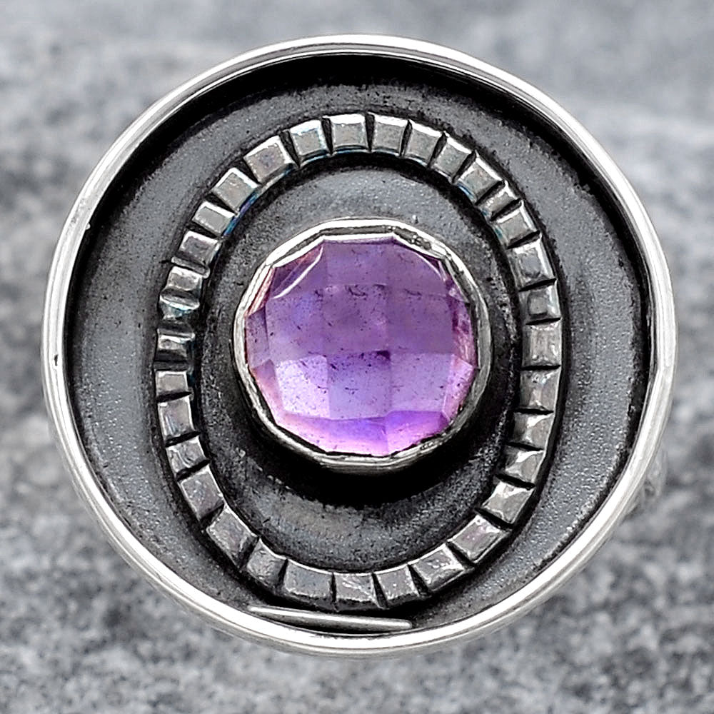 Faceted Natural Amethyst Ring size-7 R-1080 SDR245577