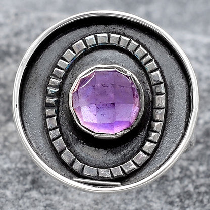 Faceted Natural Amethyst Ring size-7 R-1080 SDR245577