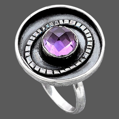 Faceted Natural Amethyst Ring size-7 R-1080 SDR245577