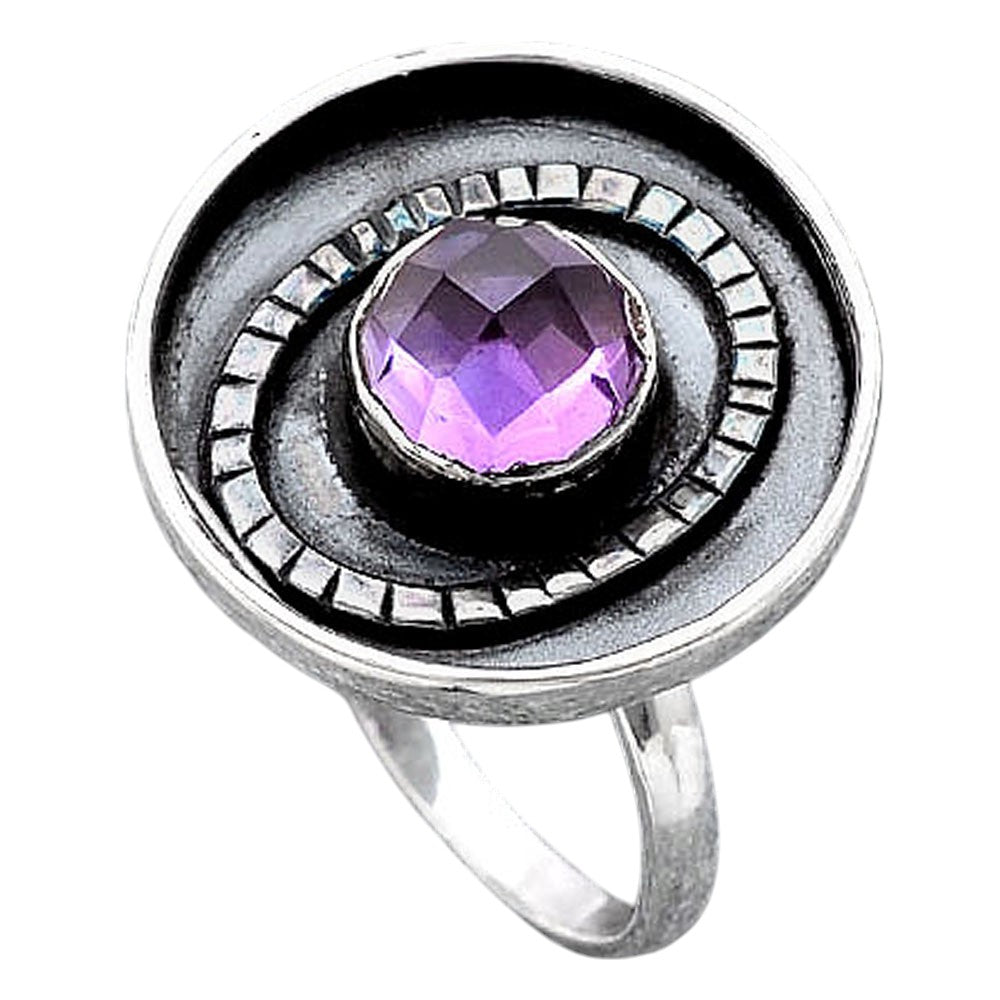 Faceted Natural Amethyst Ring size-7 R-1080 SDR245577