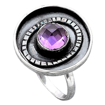 Faceted Natural Amethyst Ring size-7 R-1080 SDR245577