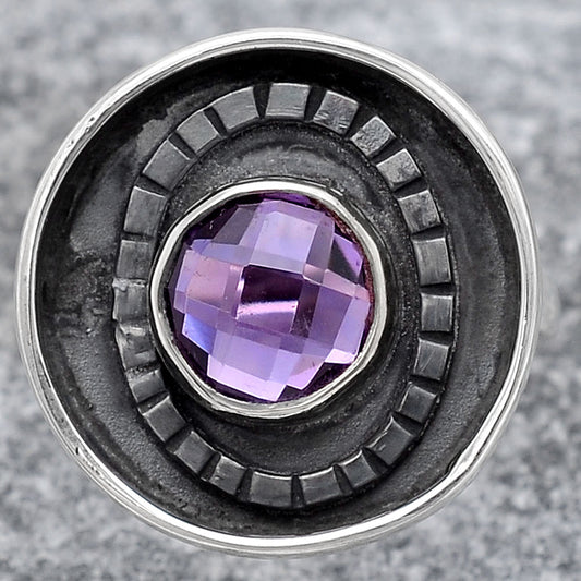 Faceted Natural Amethyst Ring size-8 R-1080 SDR245582