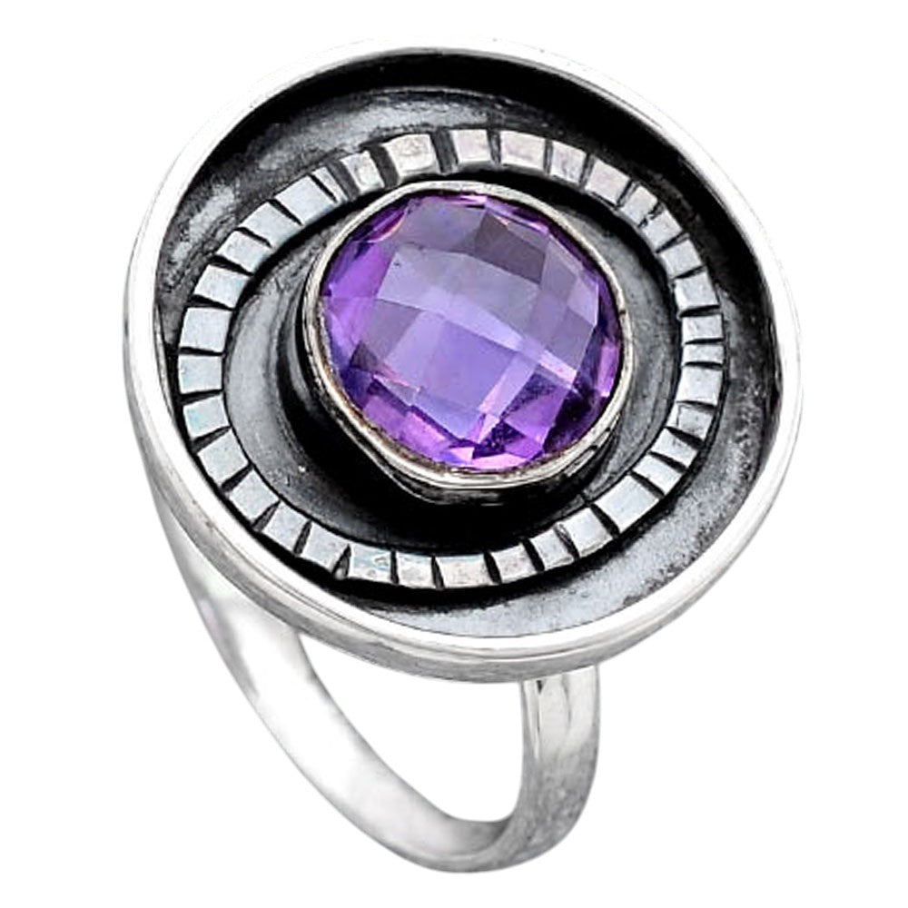 Faceted Natural Amethyst Ring size-8 R-1080 SDR245582