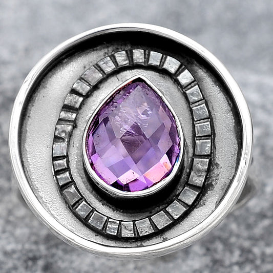 Faceted Natural Amethyst Ring size-8 R-1080 SDR245598