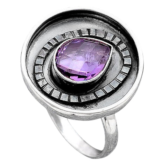 Faceted Natural Amethyst Ring size-8 R-1080 SDR245598