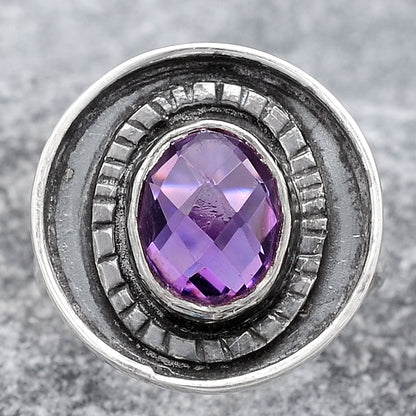Faceted Natural Amethyst Ring size-7 R-1080 SDR245617