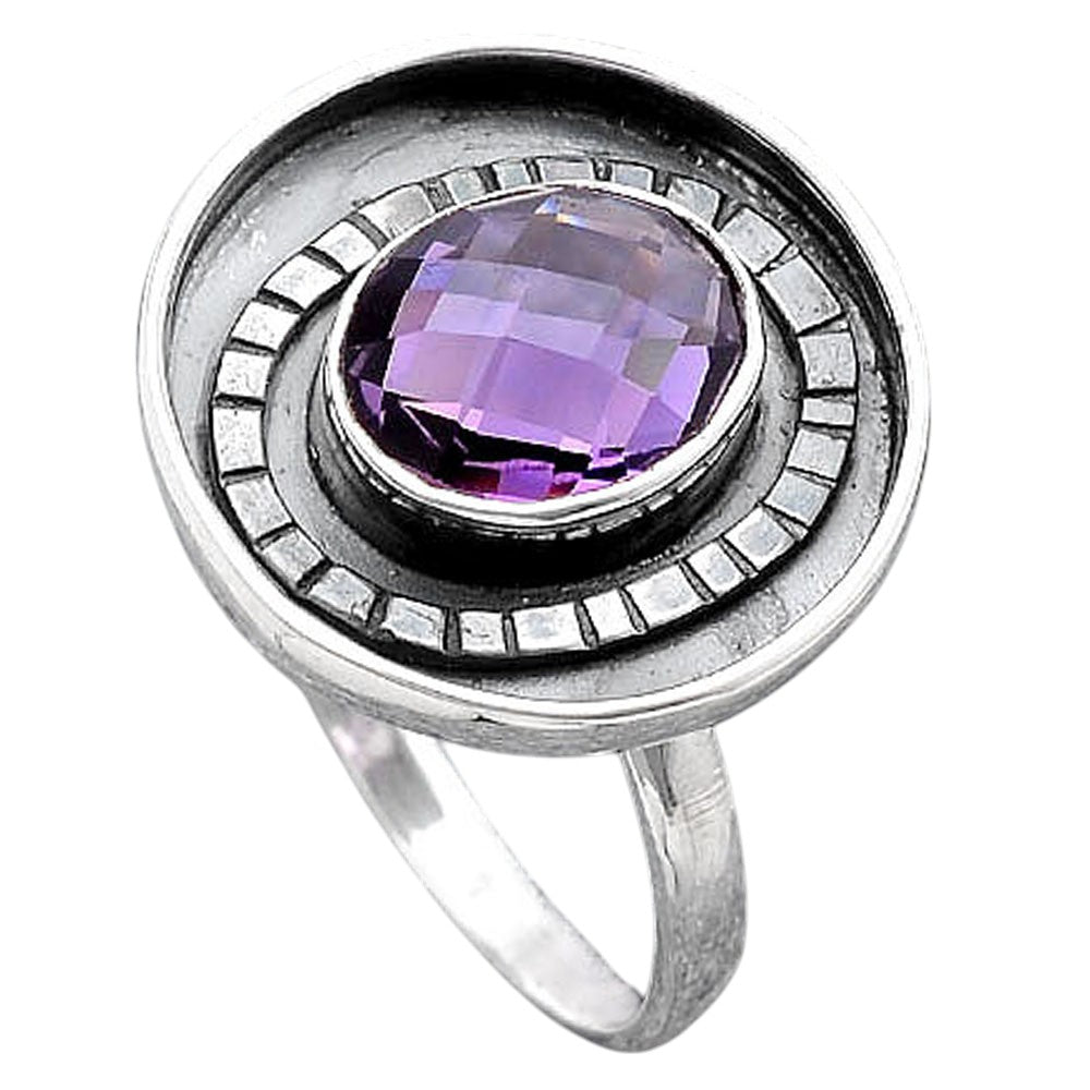 Faceted Natural Amethyst Ring size-7 R-1080 SDR245617