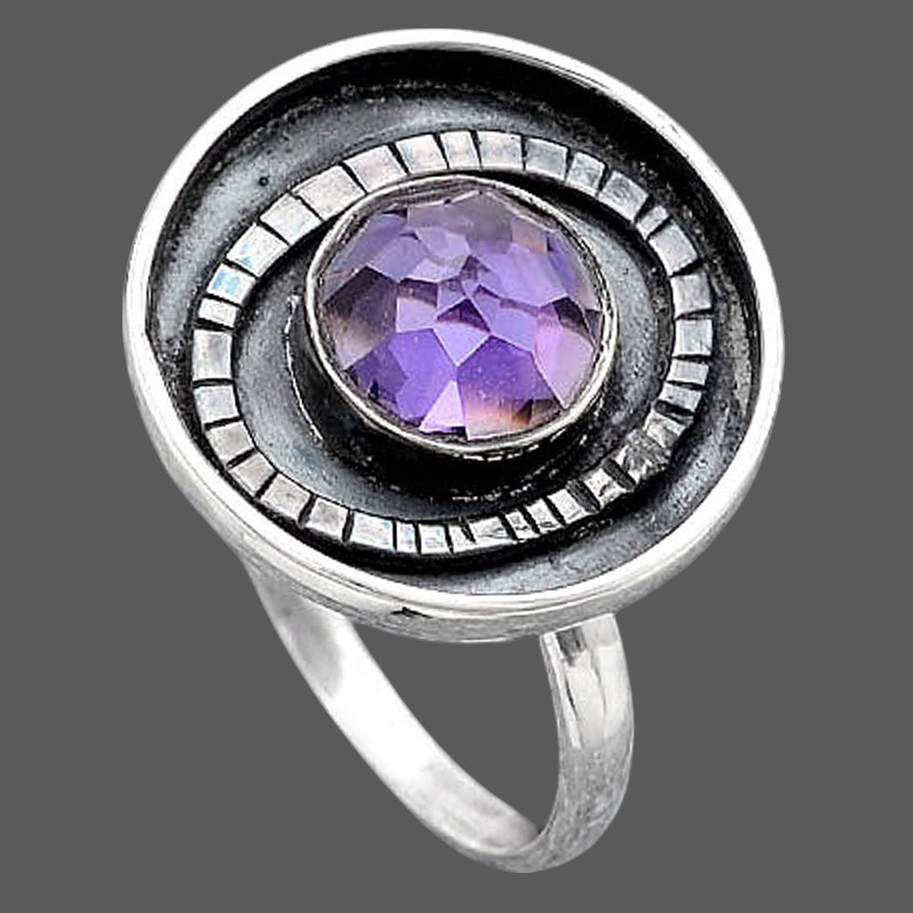 Faceted Natural Amethyst Ring size-8 R-1080 SDR245621