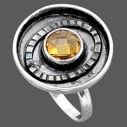 Faceted Natural Citrine Ring size-7 R-1080 SDR245629