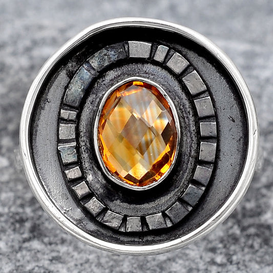 Faceted Natural Citrine Ring size-8 R-1080 SDR245631