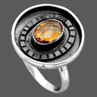 Faceted Natural Citrine Ring size-8 R-1080 SDR245631