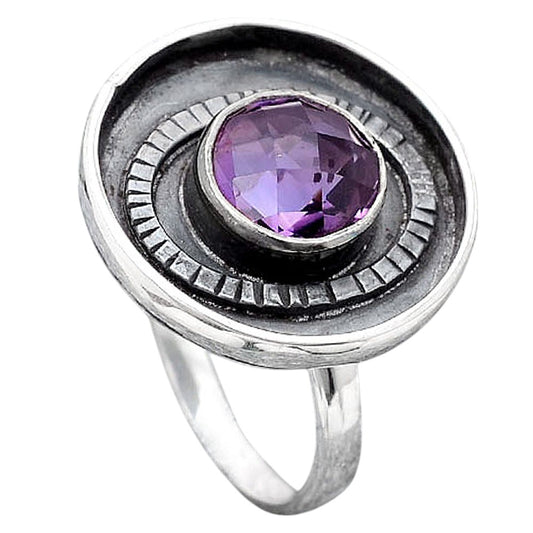 Faceted Natural Amethyst Ring size-7 R-1080 SDR245652