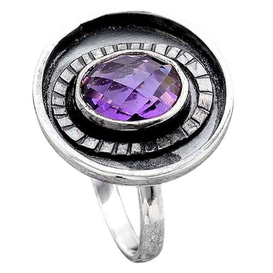 Faceted Natural Amethyst Ring size-8 R-1080 SDR245653