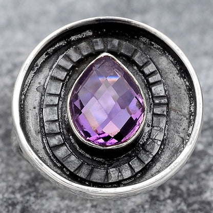 Faceted Natural Amethyst Ring size-7 R-1080 SDR245655