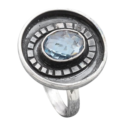 Faceted Natural Sky Blue Topaz Ring size-8 R-1080 SDR245668