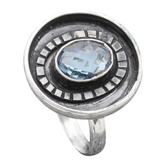 Faceted Natural Sky Blue Topaz Ring size-8 R-1080 SDR245668