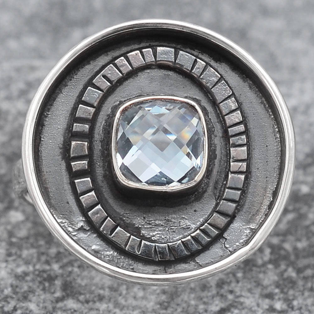 Faceted Natural Sky Blue Topaz Ring size-7 R-1080 SDR245675