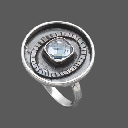 Faceted Natural Sky Blue Topaz Ring size-7 R-1080 SDR245675