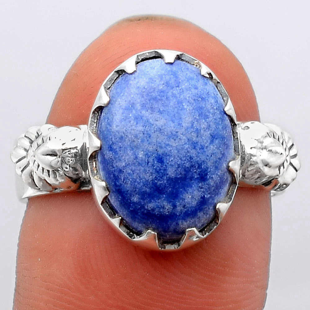 Natural Dumortierite Quartz Ring size-8 R-1210 SDR245734