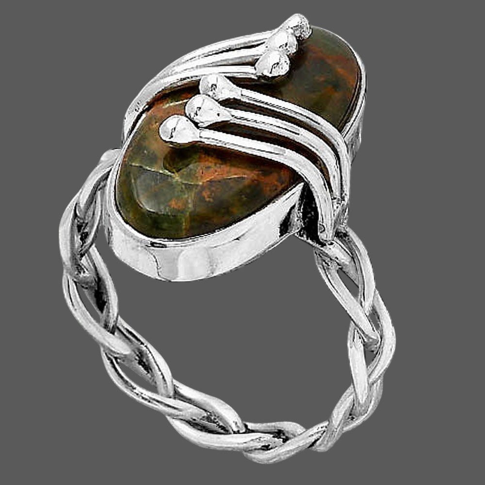 Turkish Rainforest Chrysocolla Ring size-9.5 R-1553 SDR245793