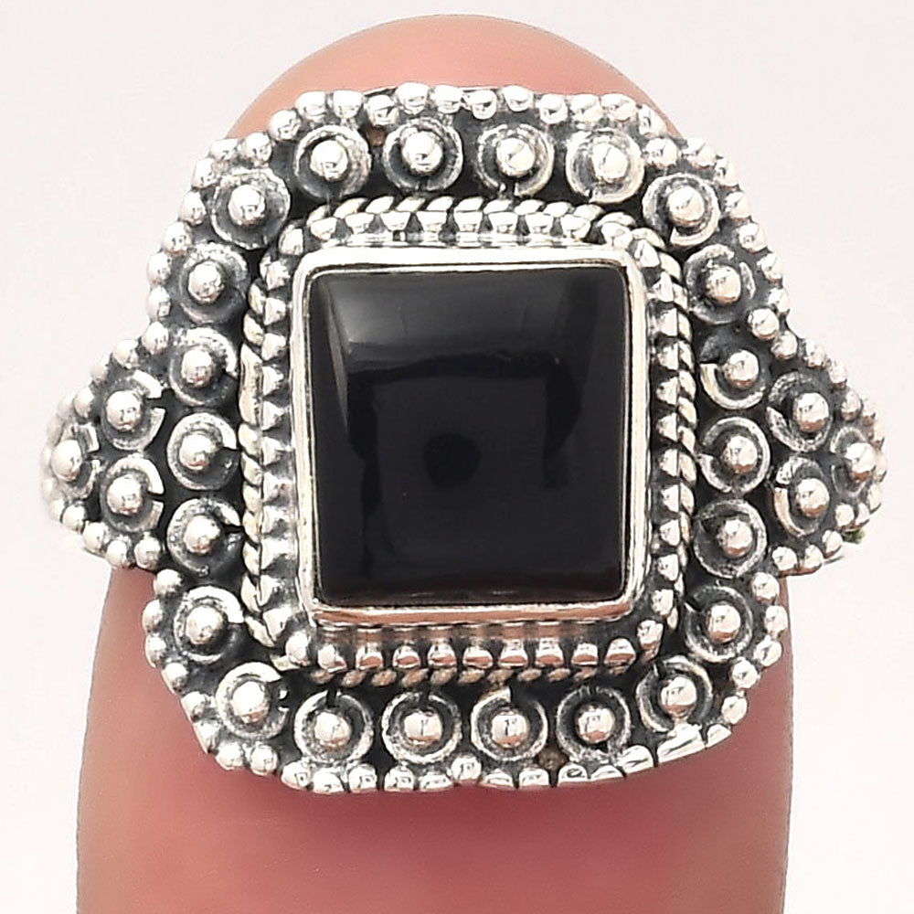 Natural Tektite Cab - Greek Ring size-8 R-1124 SDR245892