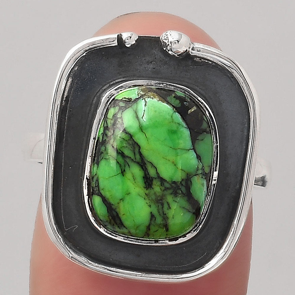 Natural Green Matrix Turquoise Ring size-7 R-1168 SDR245927