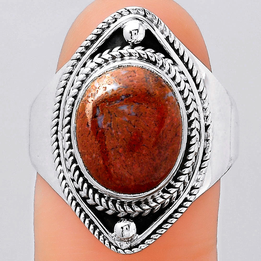 Natural Red Moss Agate Ring size-9 R-1258 SDR245945