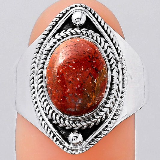 Natural Red Moss Agate Ring size-9 R-1258 SDR245946