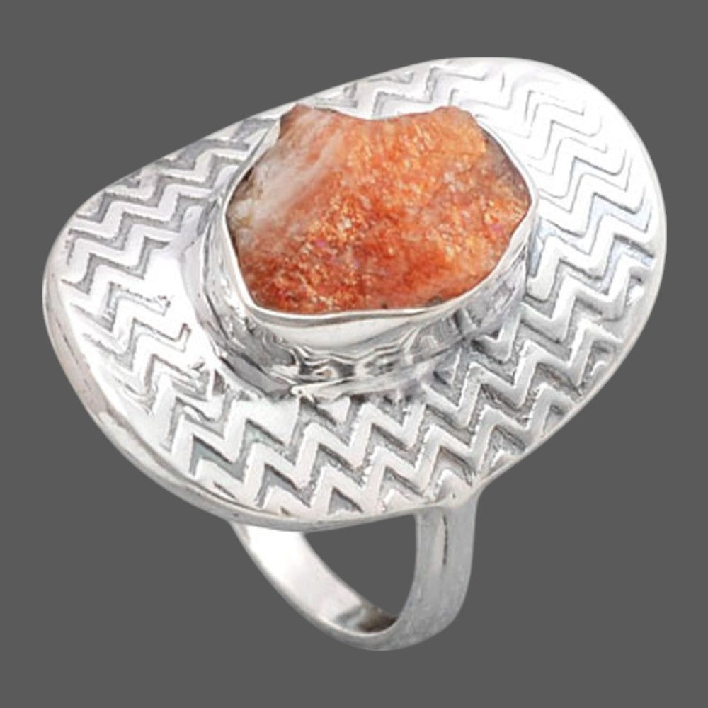Natural Sunstone Rough Ring size-8 R-1376 SDR246011