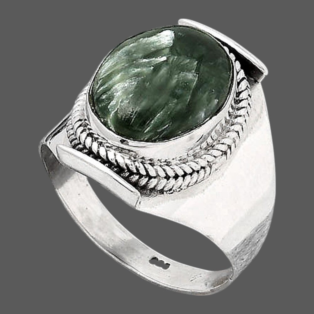 Natural Russian Seraphinite Ring size-8 R-1397 SDR246056