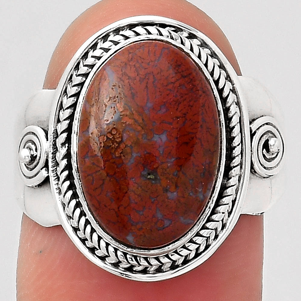 Natural Red Moss Agate Ring size-7.5 R-1398 SDR246068