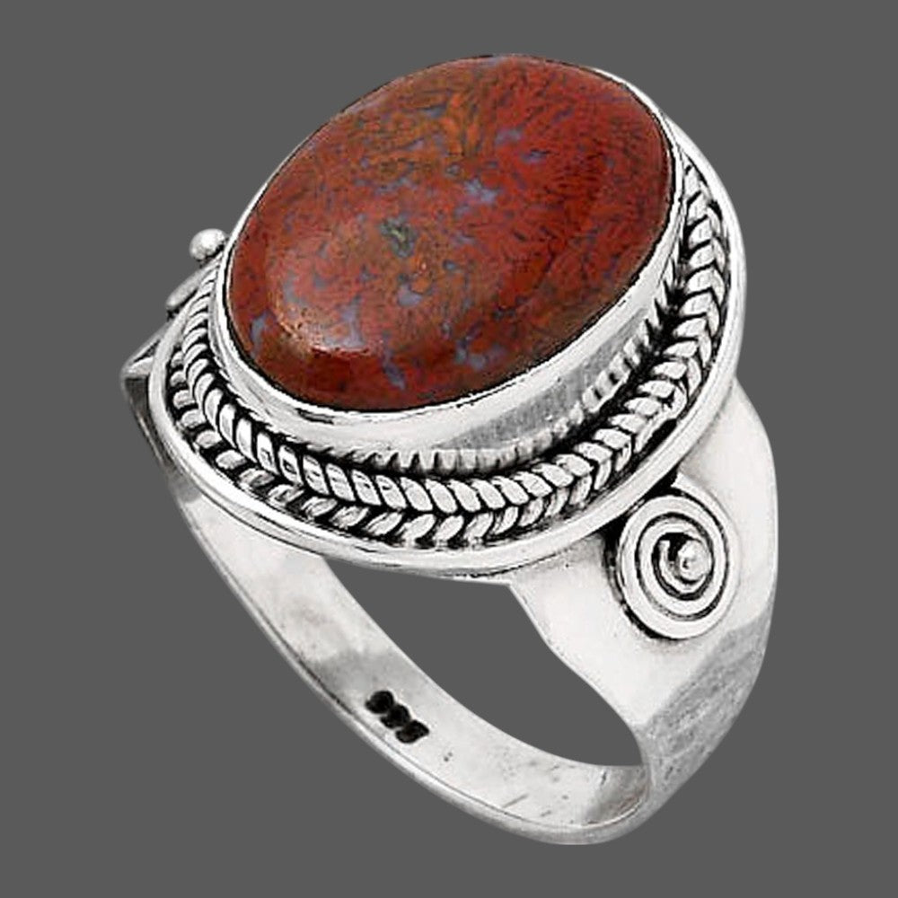 Natural Red Moss Agate Ring size-7.5 R-1398 SDR246068