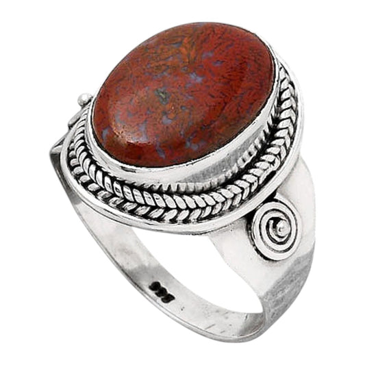 Natural Red Moss Agate Ring size-7.5 R-1398 SDR246068