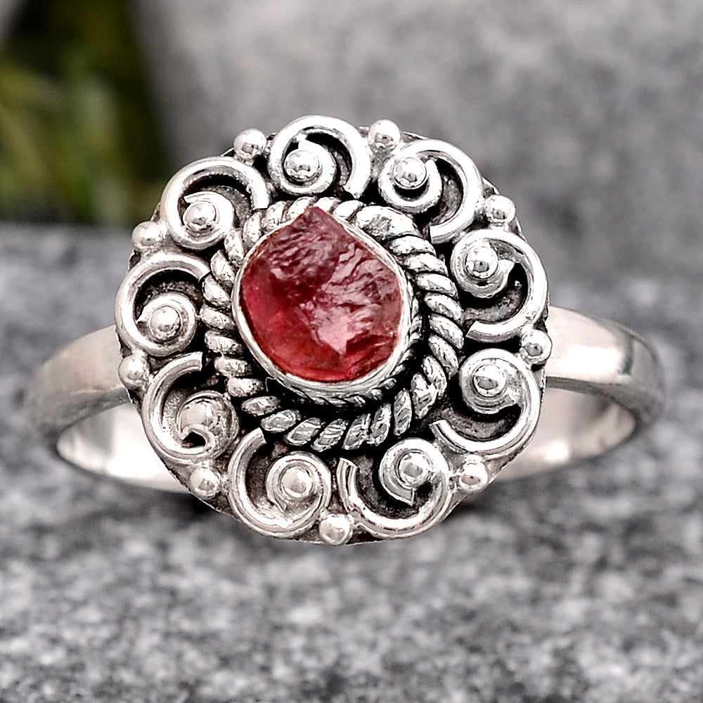 Natural Pink Tourmaline Rough Ring size-9 R-1563 SDR246199