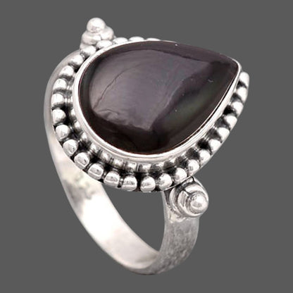 Natural Tektite Cab - Greek Ring size-8.5 R-1071 SDR246209