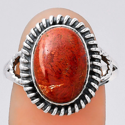 Natural Red Moss Agate Ring size-8.5 R-1279 SDR246298