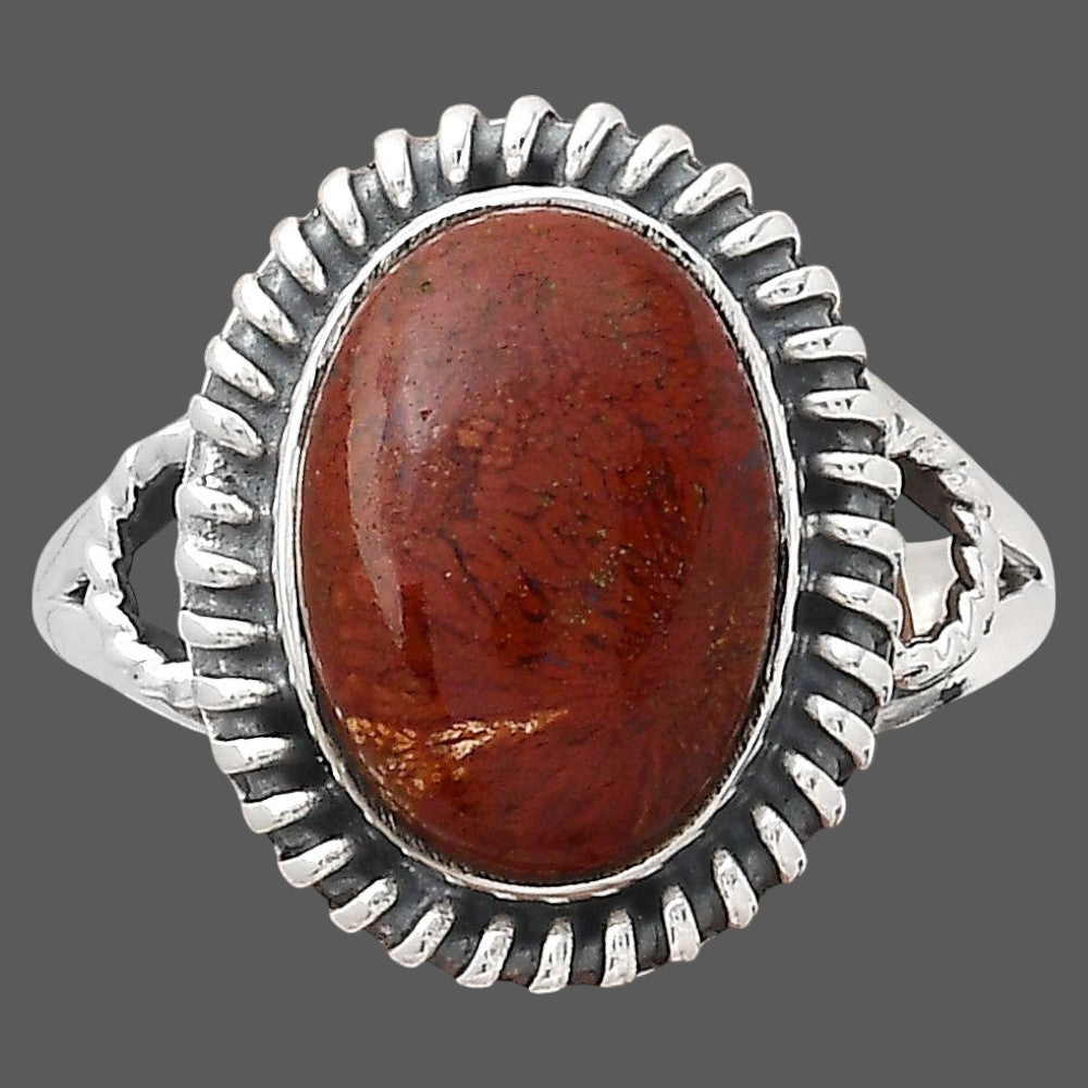 Natural Red Moss Agate Ring size-8.5 R-1279 SDR246298