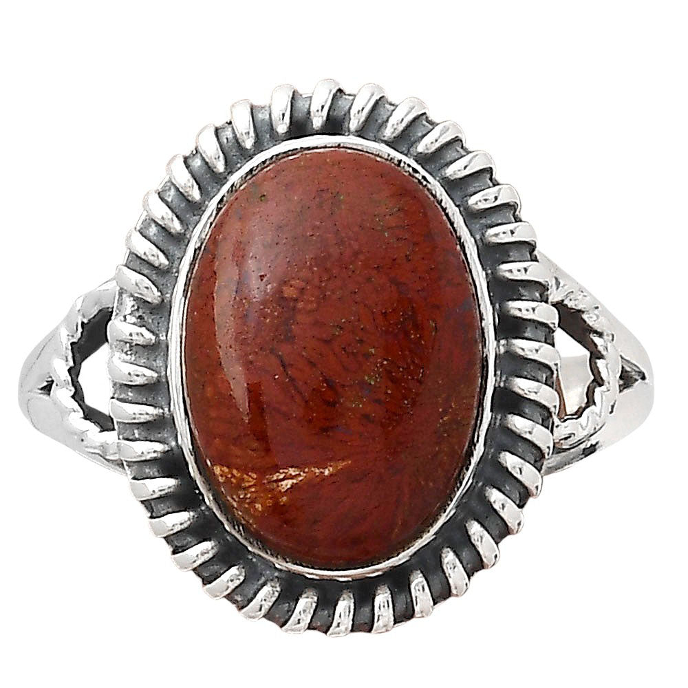 Natural Red Moss Agate Ring size-8.5 R-1279 SDR246298