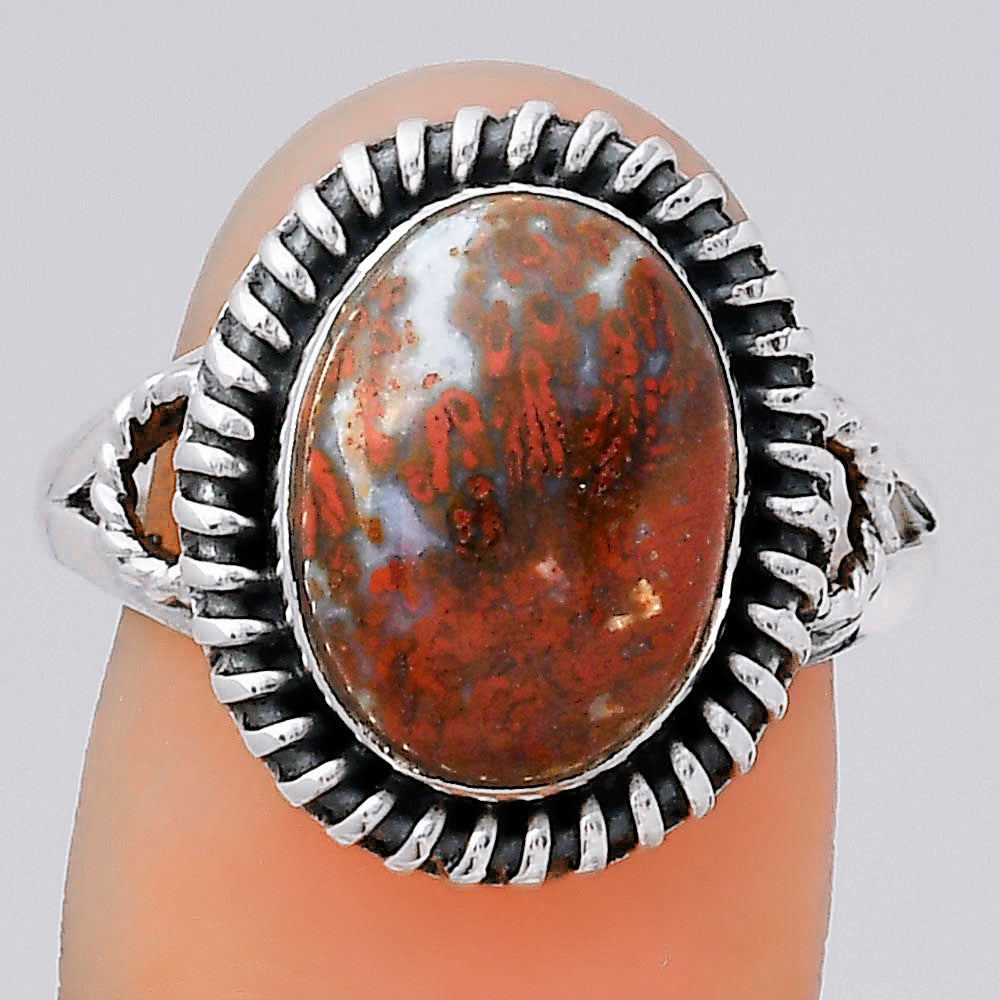 Natural Red Moss Agate Ring size-9 R-1279 SDR246301