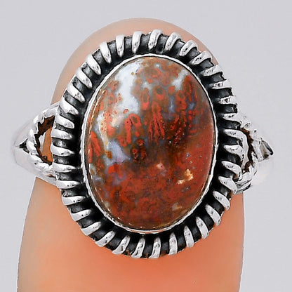 Natural Red Moss Agate Ring size-9 R-1279 SDR246301