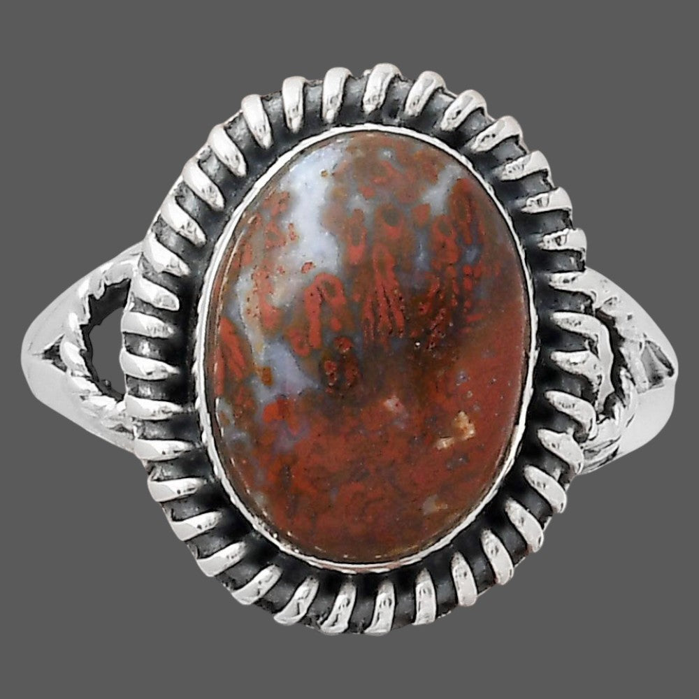 Natural Red Moss Agate Ring size-9 R-1279 SDR246301