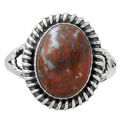 Natural Red Moss Agate Ring size-9 R-1279 SDR246301