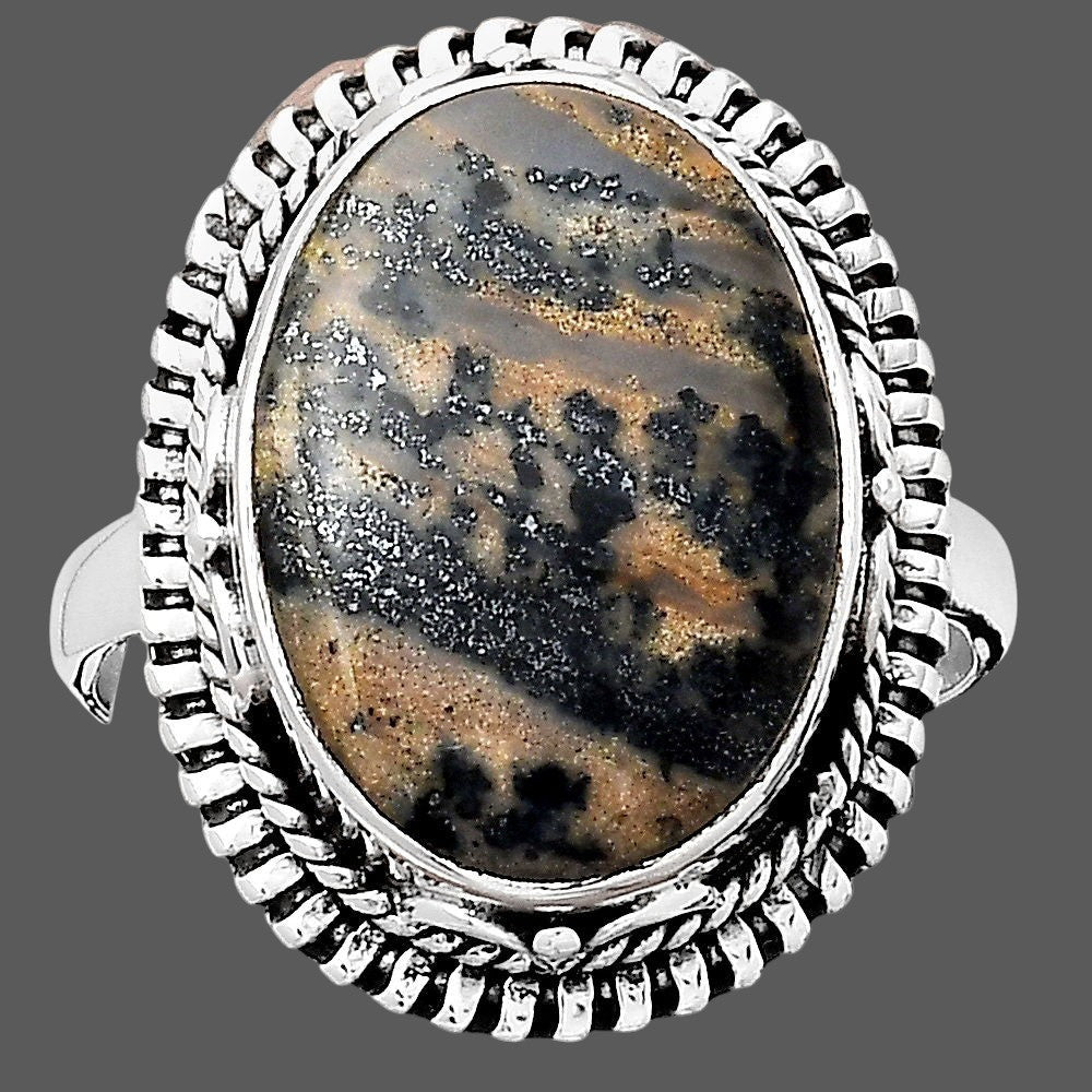 Natural Russian Honey Dendrite Opal Ring size-8 R-1279 SDR246331